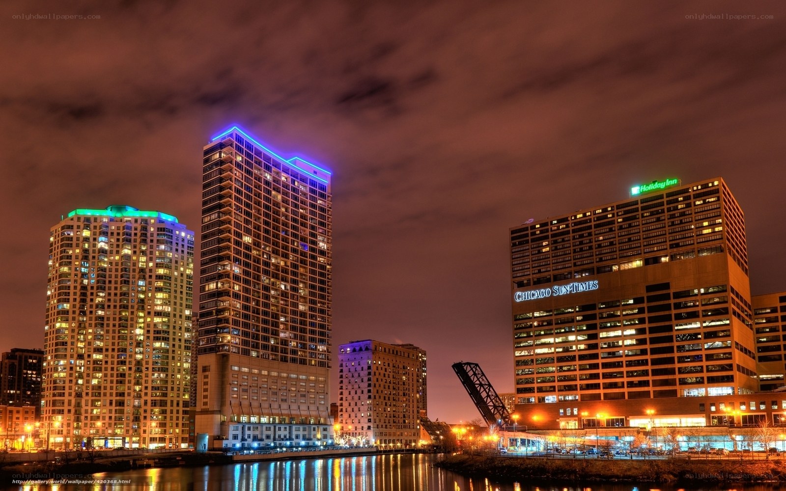 Chicago skyline at night