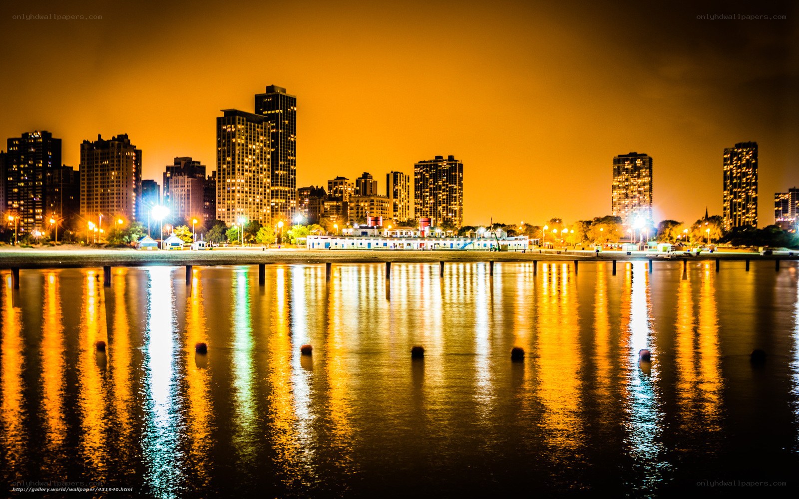 Chicago skyline at night