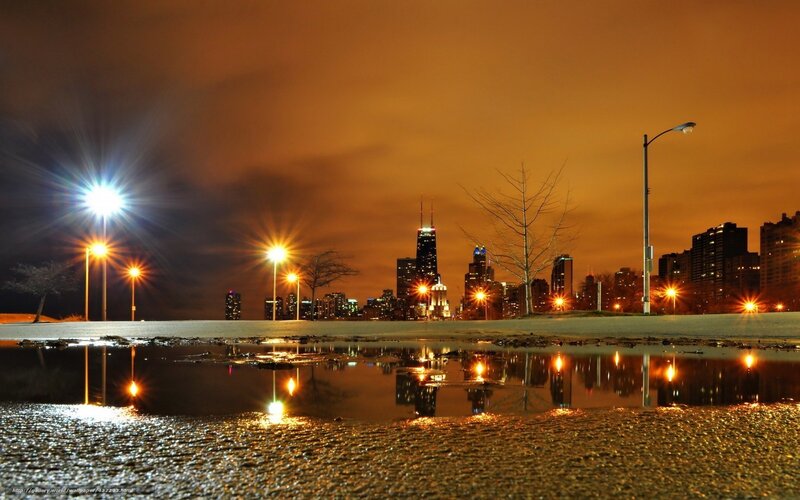 Chicago skyline at night