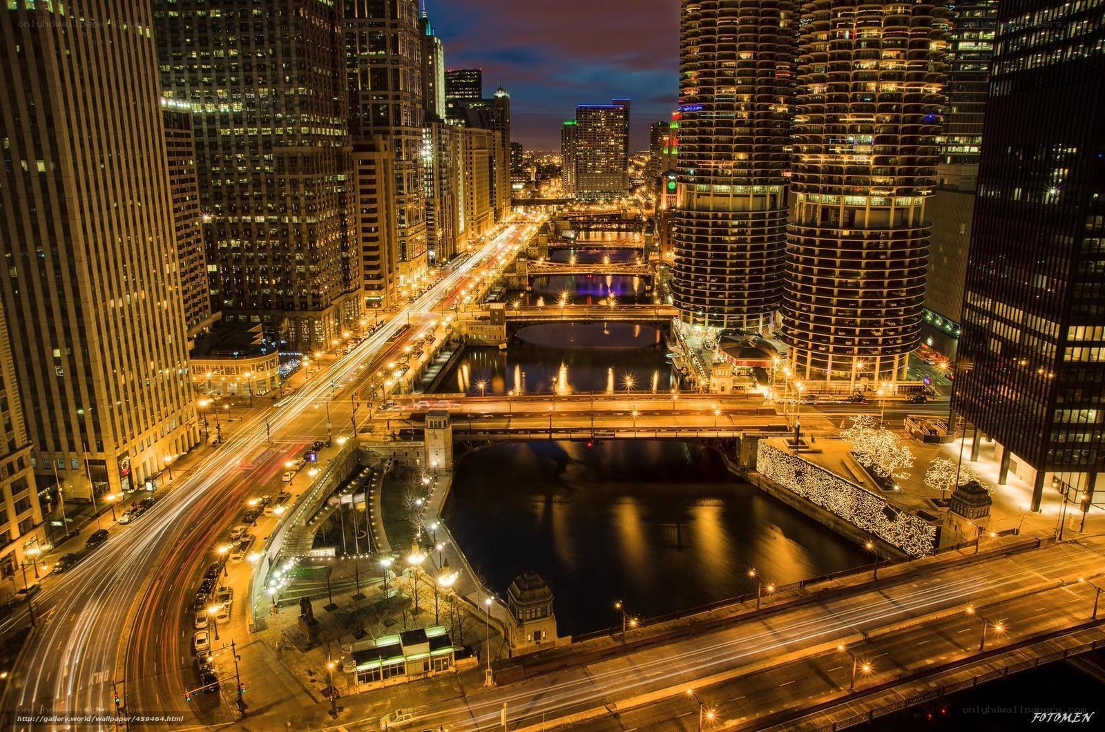 Chicago skyline at night