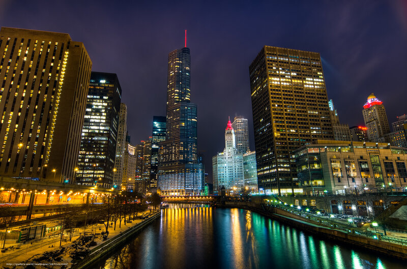 Chicago skyline at night