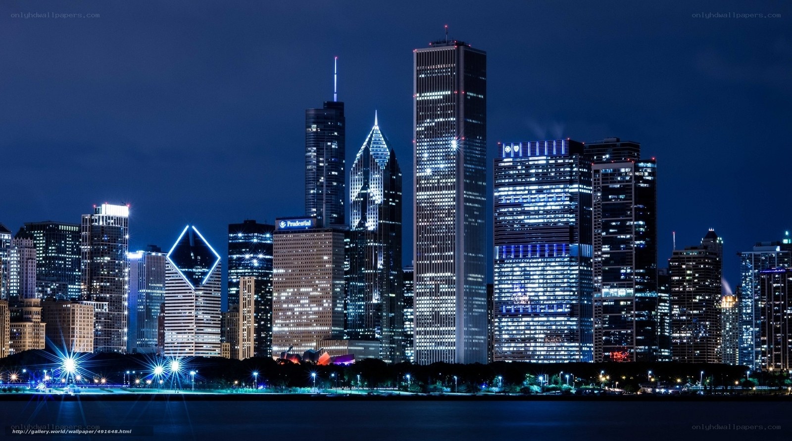 Chicago skyline at night