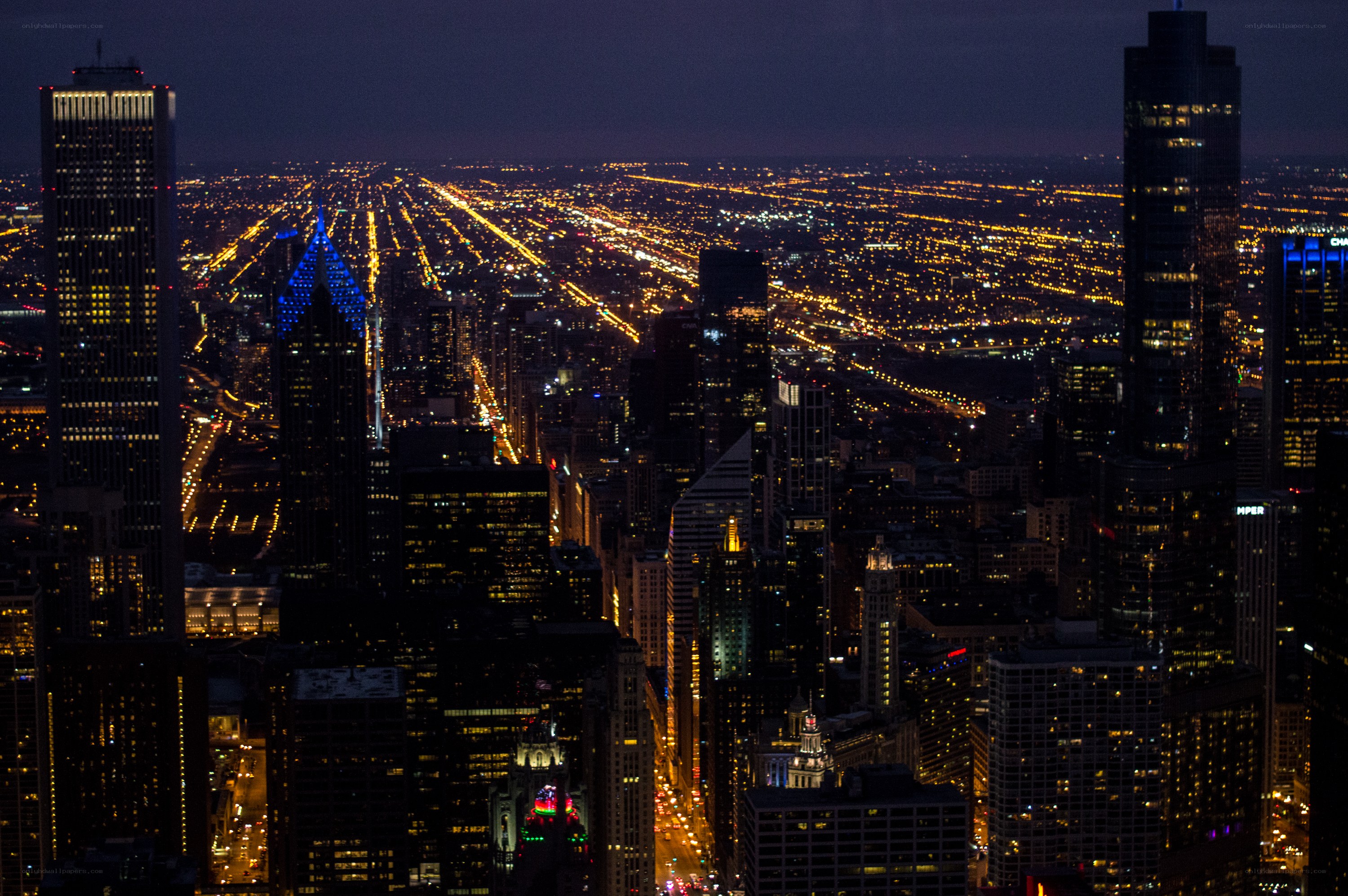 Chicago skyline at night