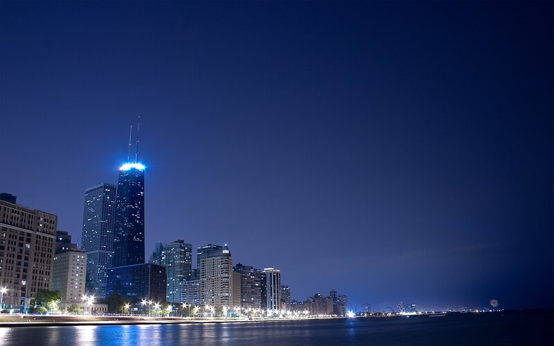Chicago skyline at night