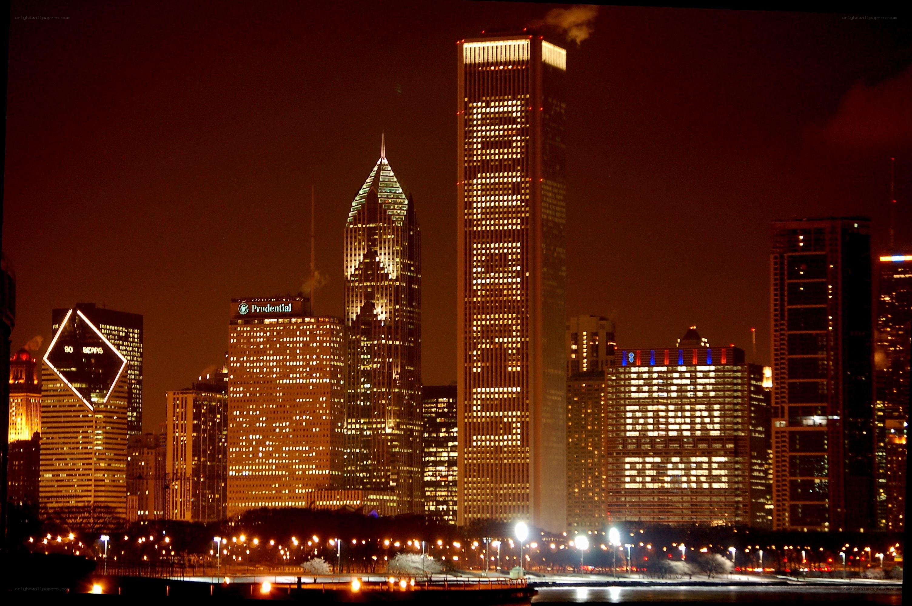 Chicago skyline at night