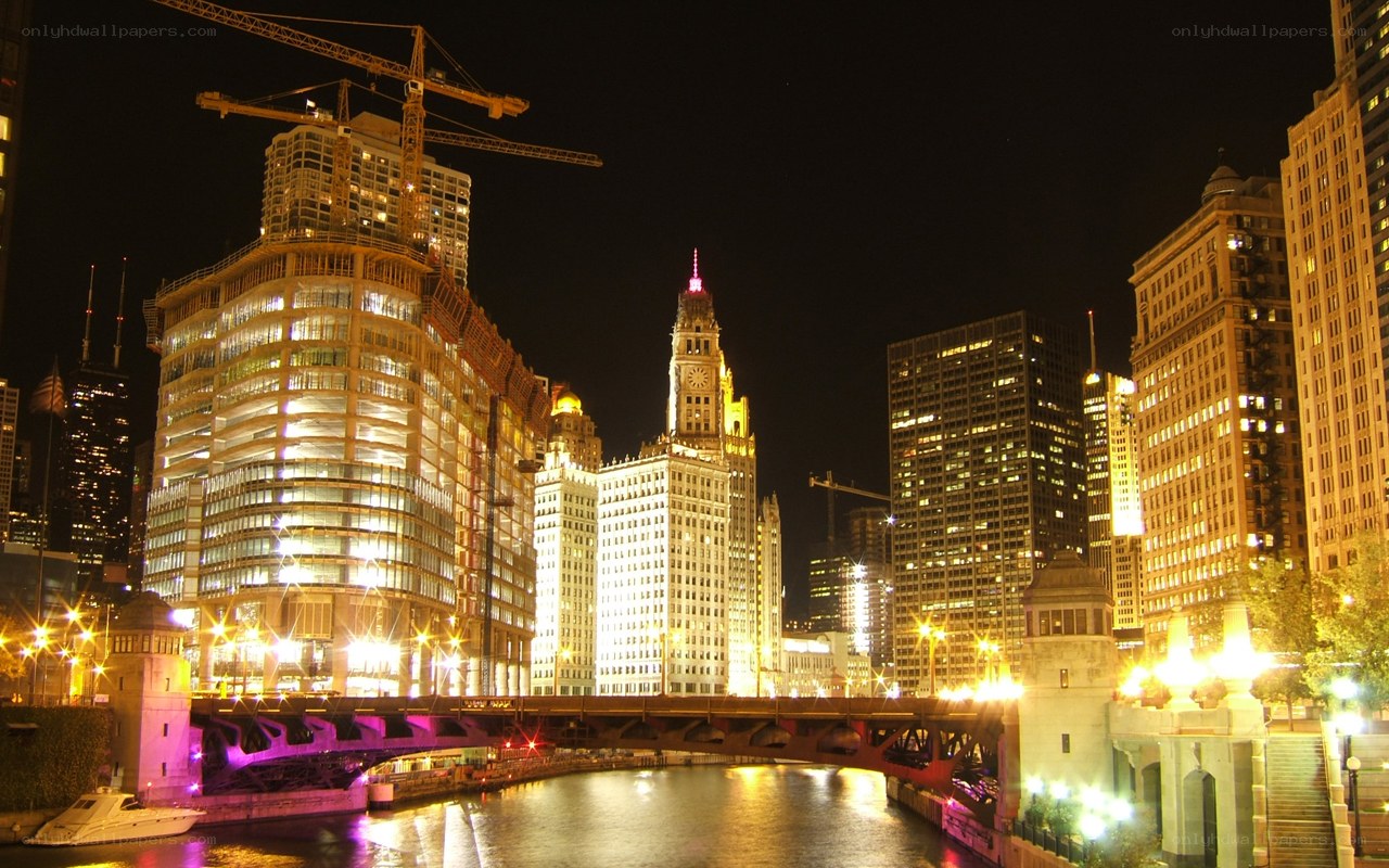 Chicago skyline at night
