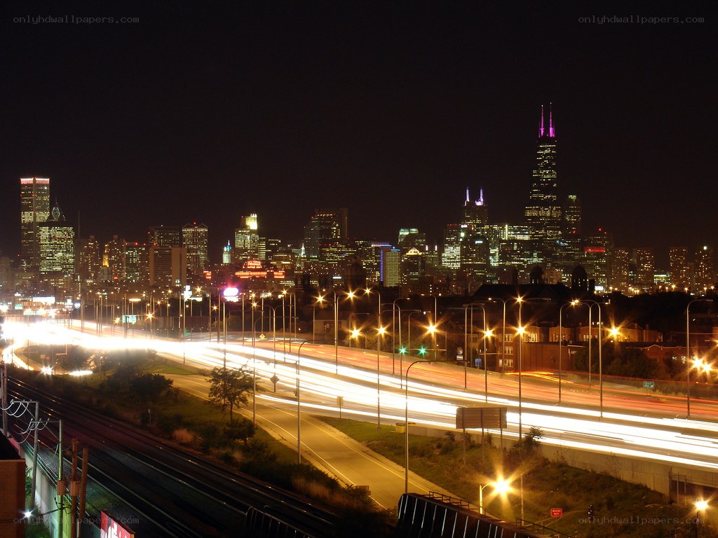 Chicago skyline at night