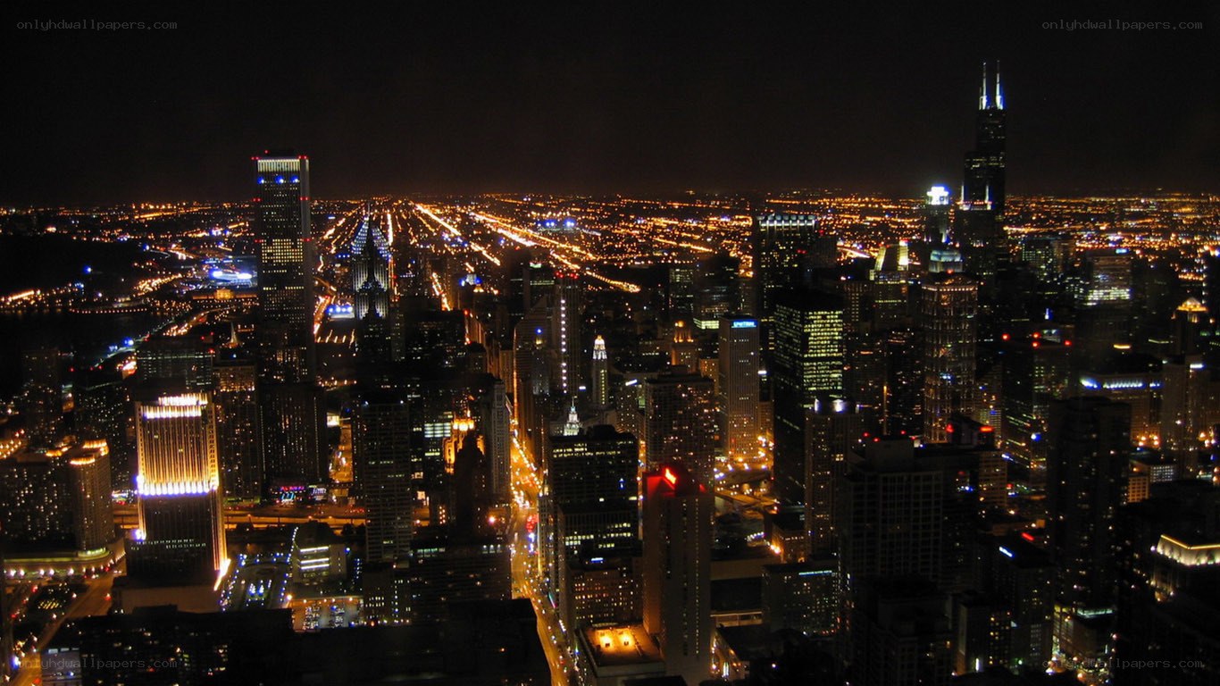 Chicago skyline at night
