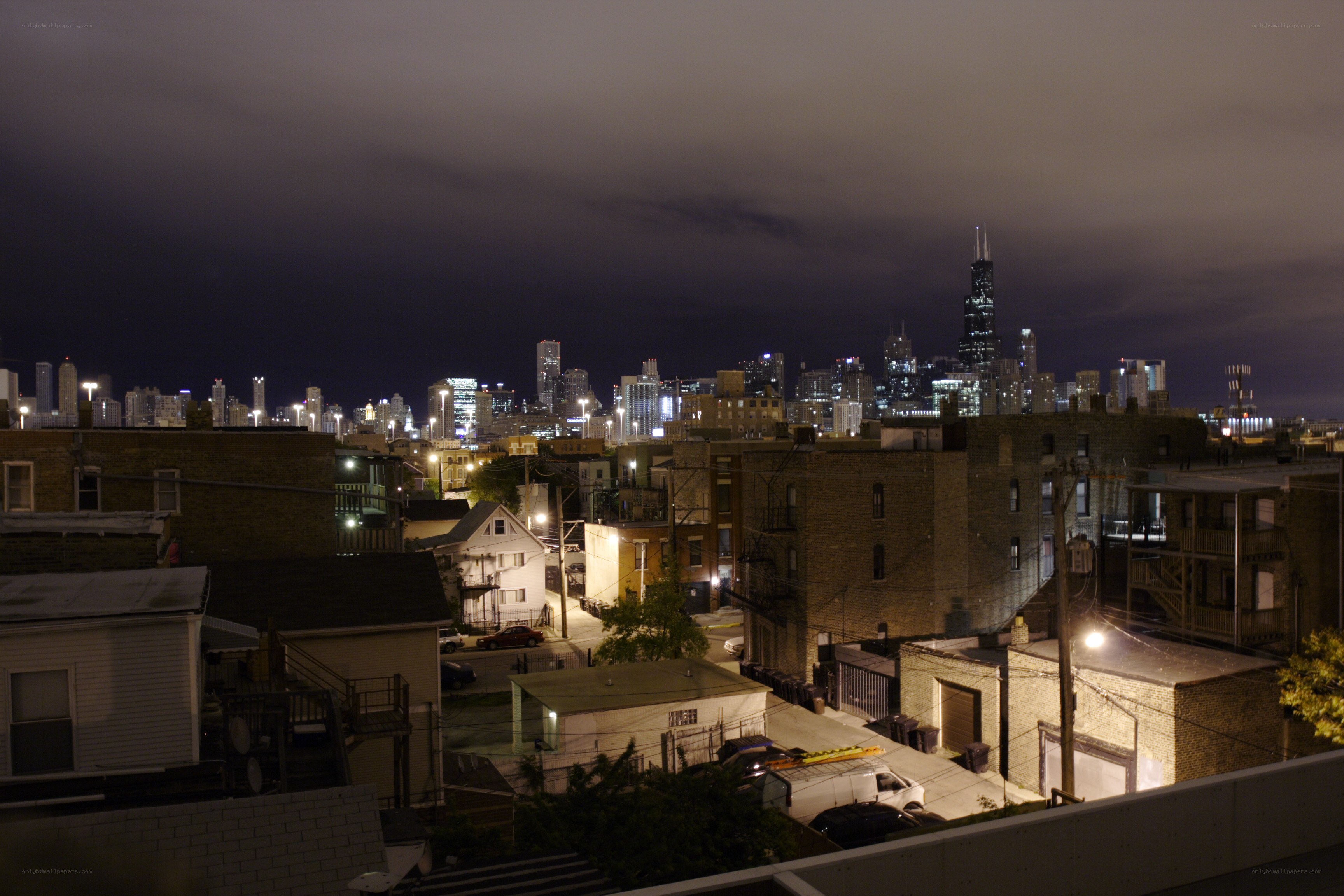 Chicago skyline at night