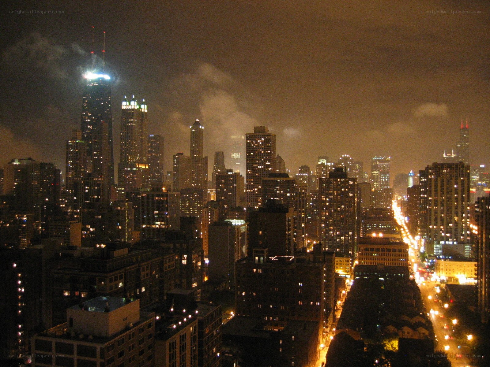 Chicago skyline at night