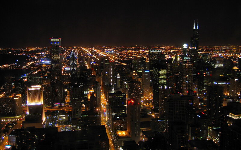 Chicago skyline at night