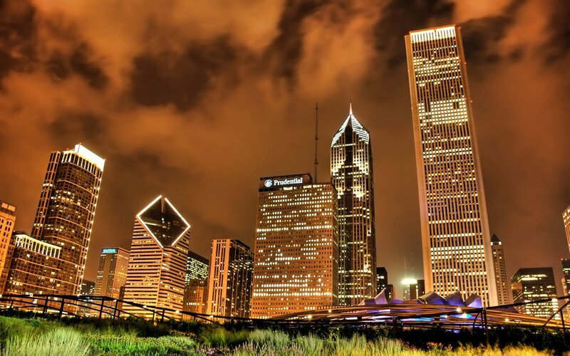 Chicago skyline at night