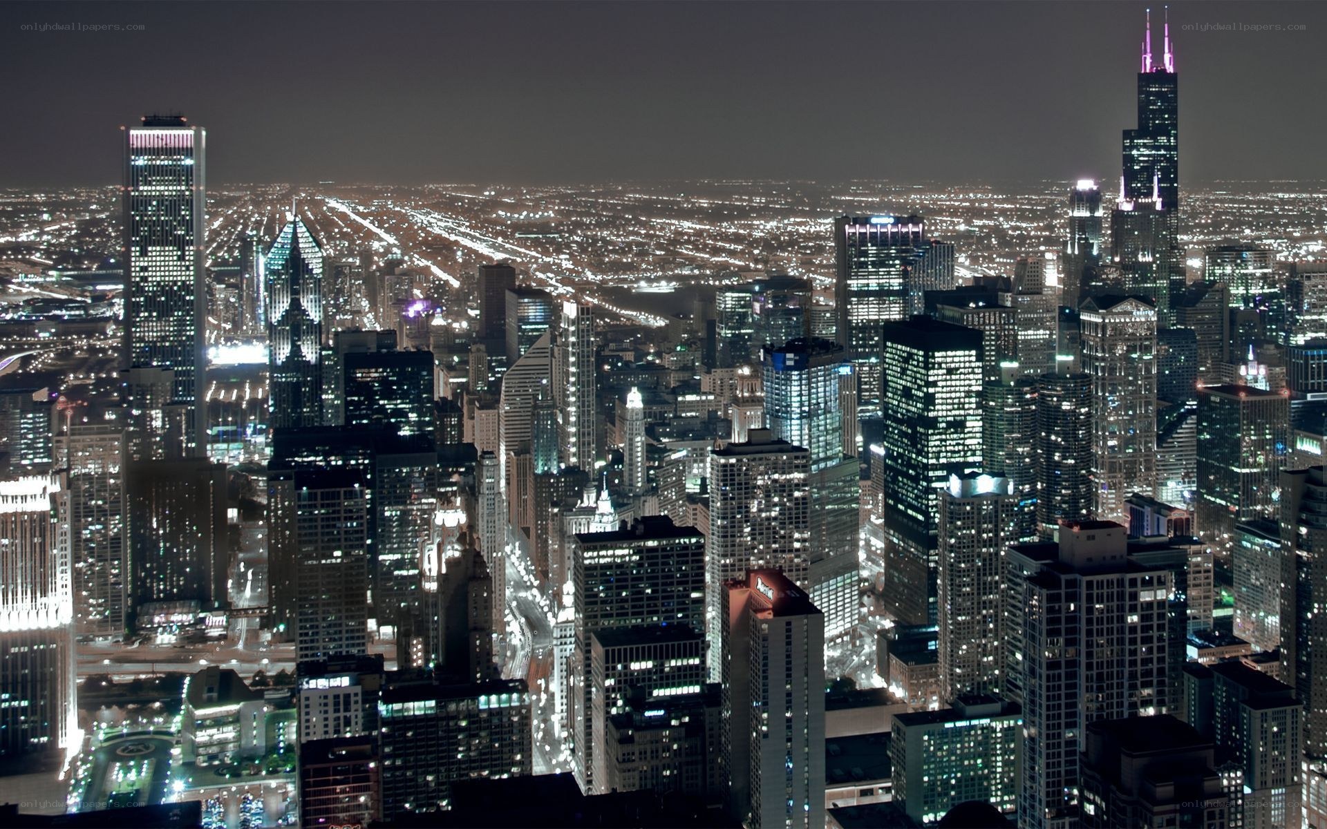 Chicago skyline at night