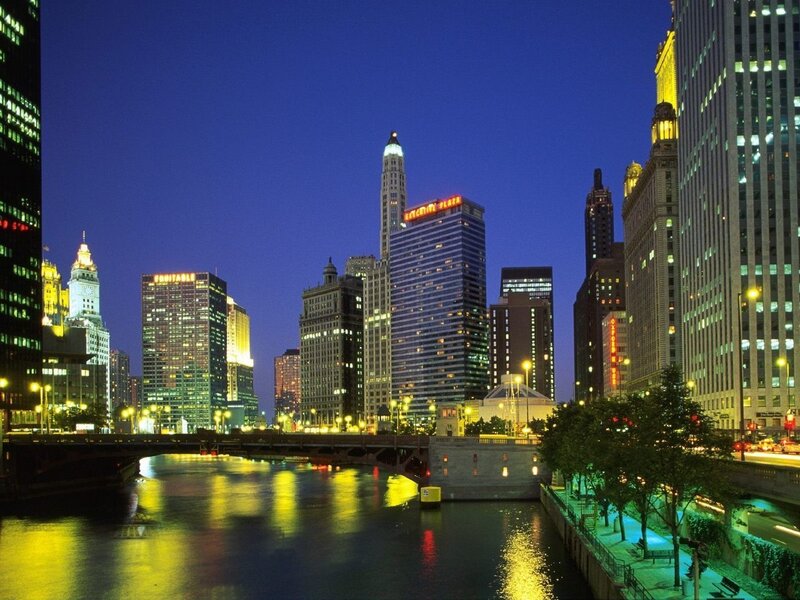 Chicago Skyline at Night — Blue, Calm