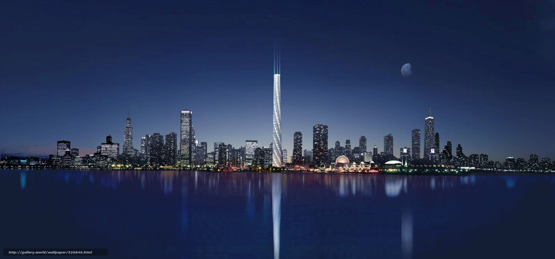 Chicago Skyline at Night — Blue, Serene, 3d Render