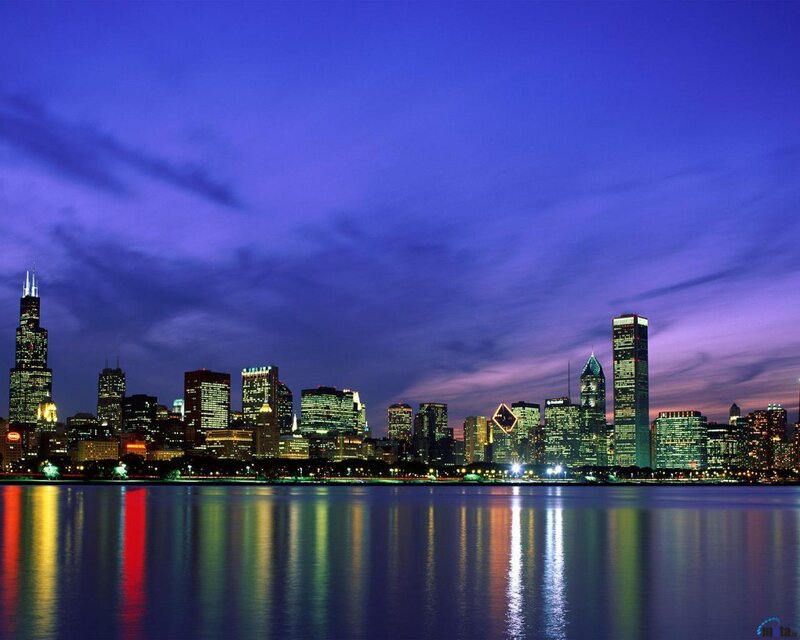 Chicago Skyline at Night — Blue, Serene