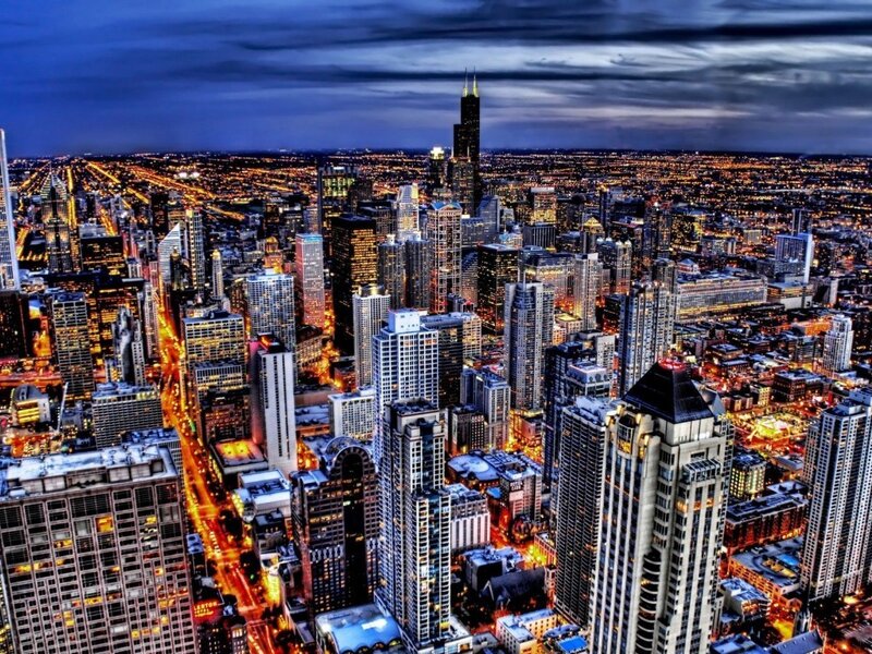 Chicago Skyline at Night — Blue