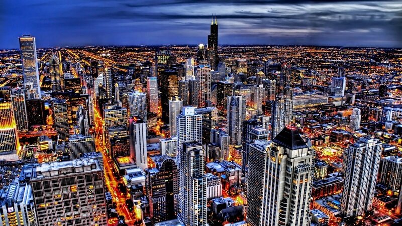 Chicago Skyline at Night — Clouds