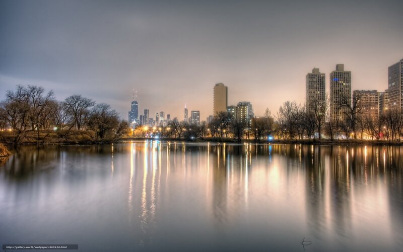 Chicago Skyline at Night — Gray