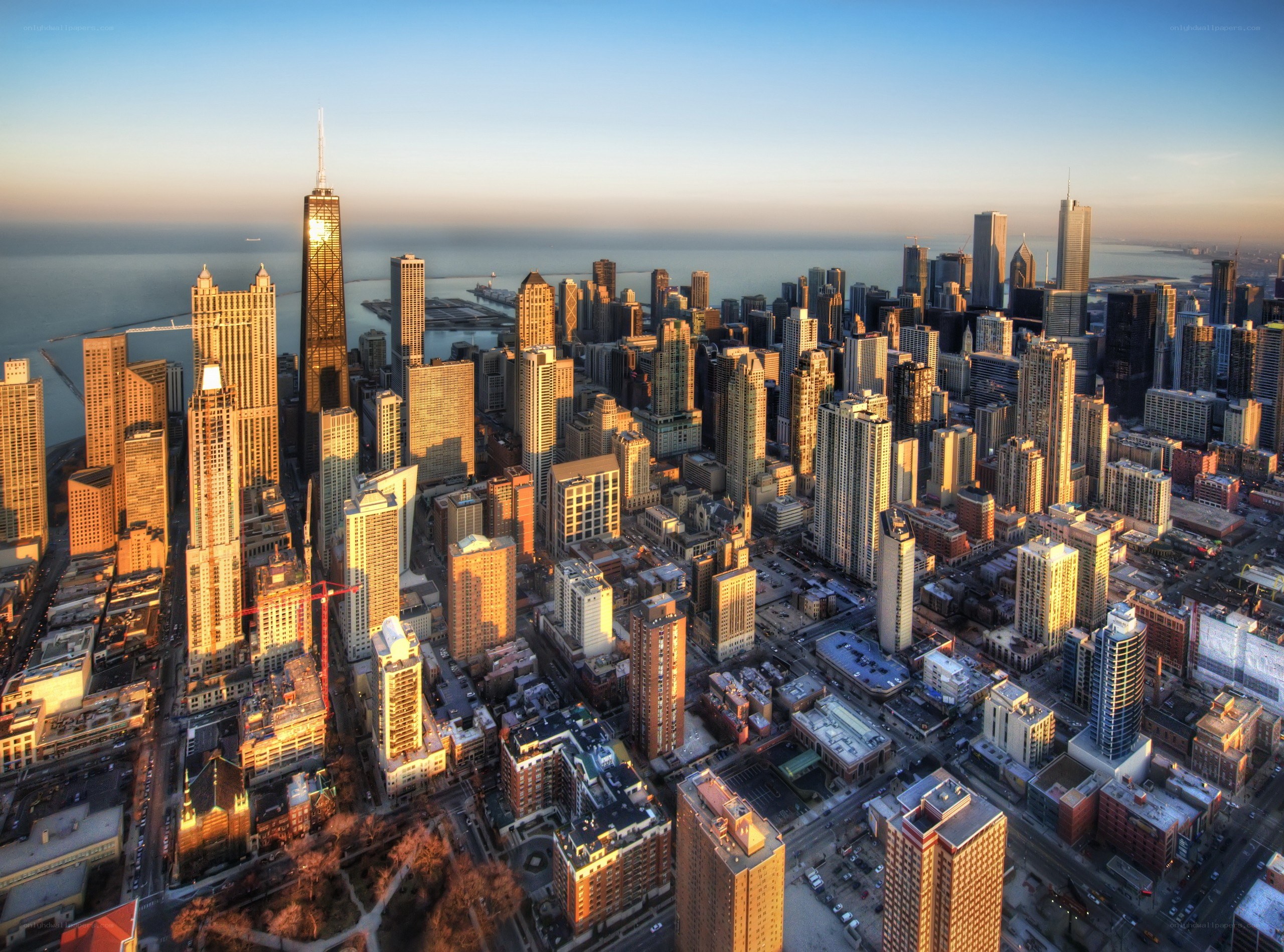 Chicago skyline at sunrise