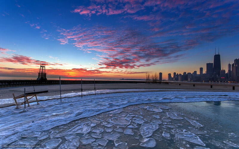 Chicago Skyline at Sunrise — Blue, Dramatic