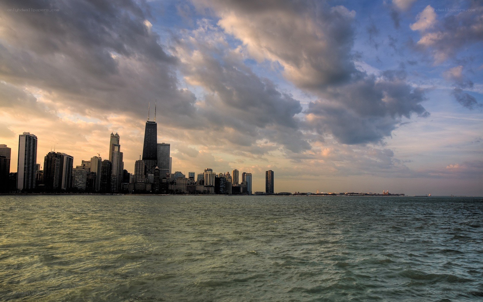Chicago skyline at sunset