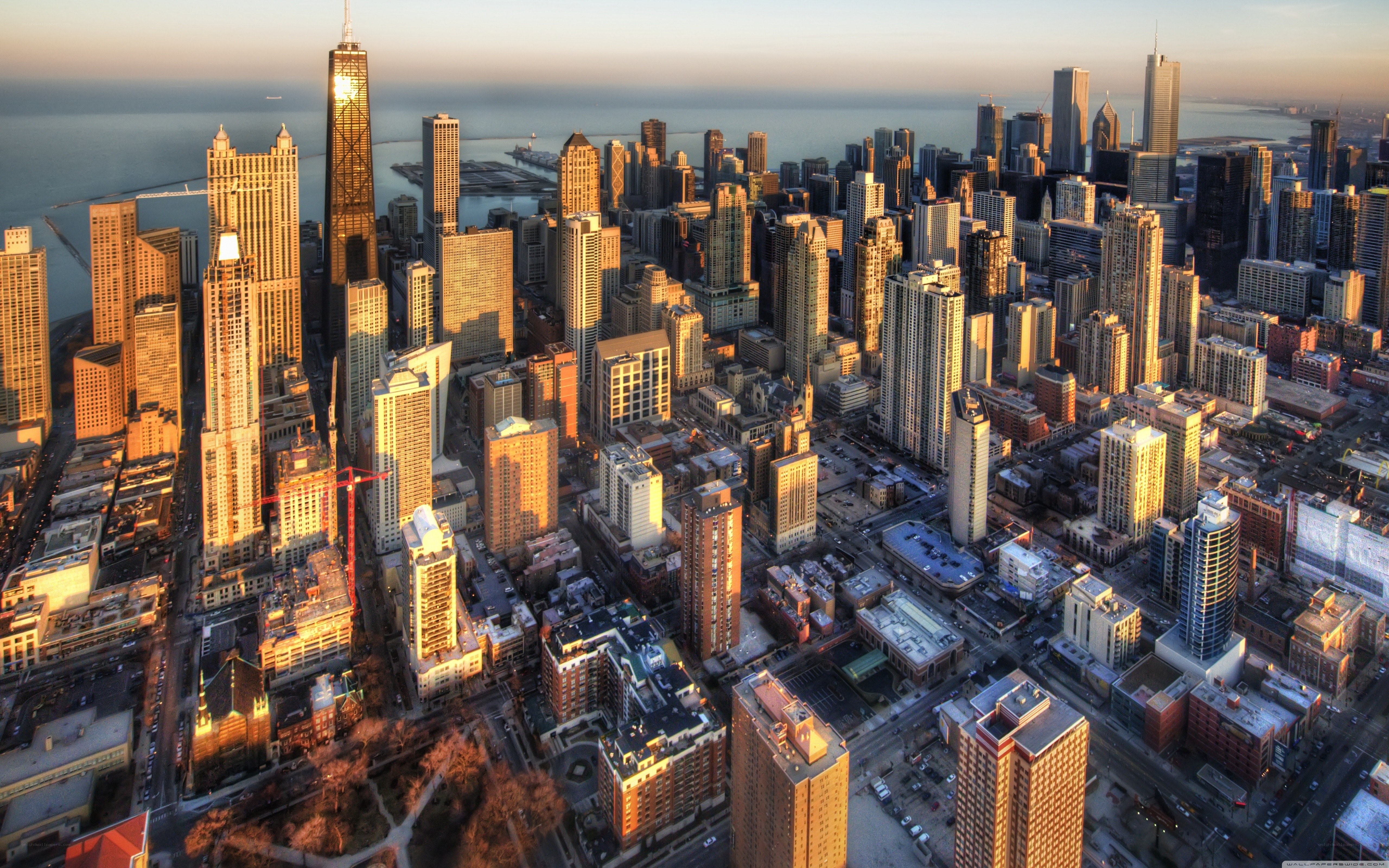 Chicago skyline at sunset