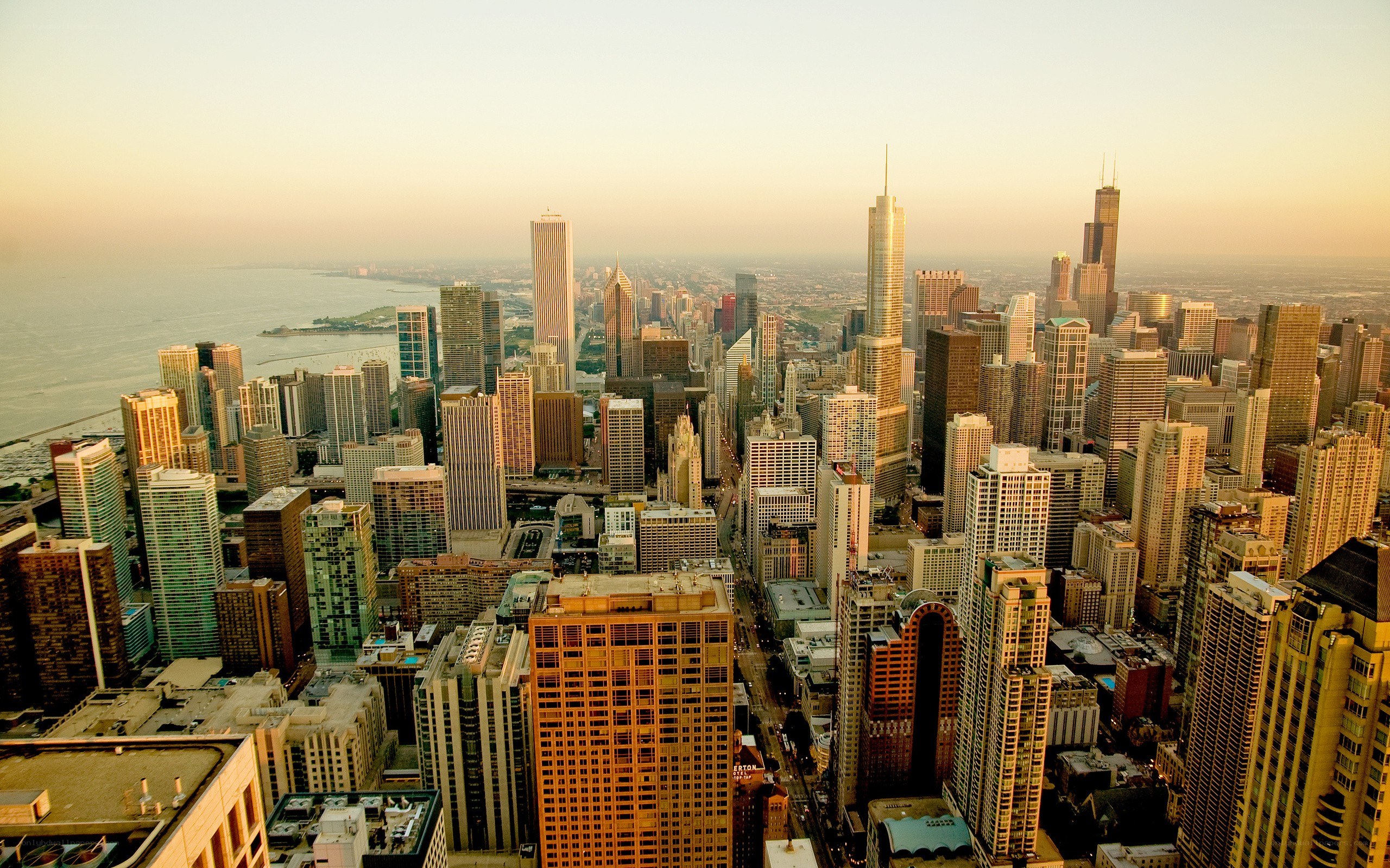 Chicago skyline at sunset