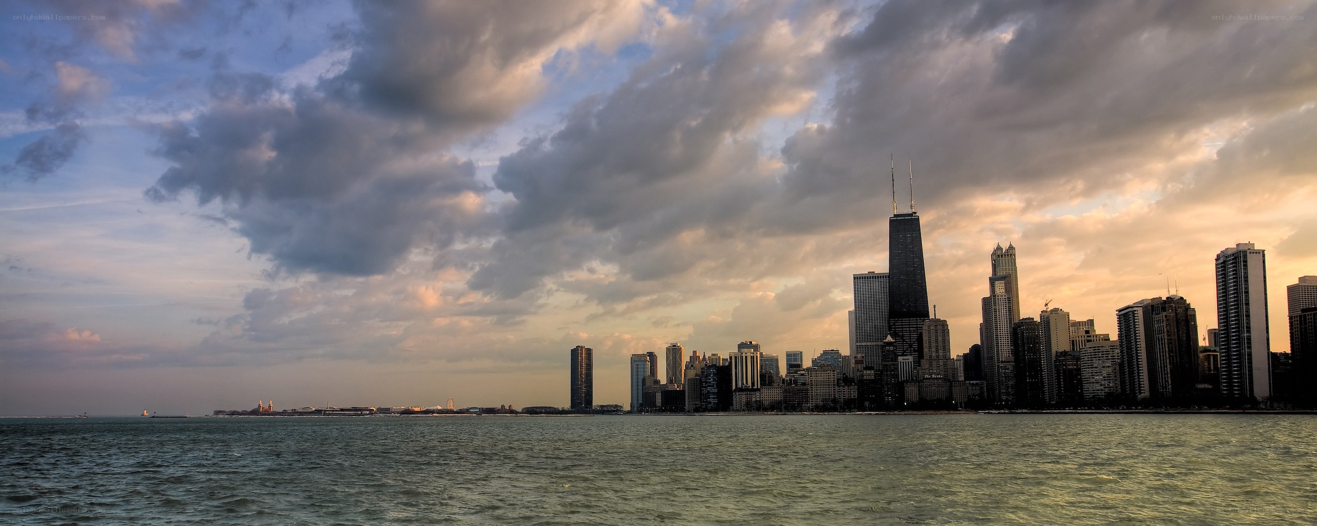Chicago skyline at sunset