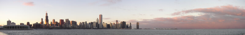 Chicago skyline at sunset