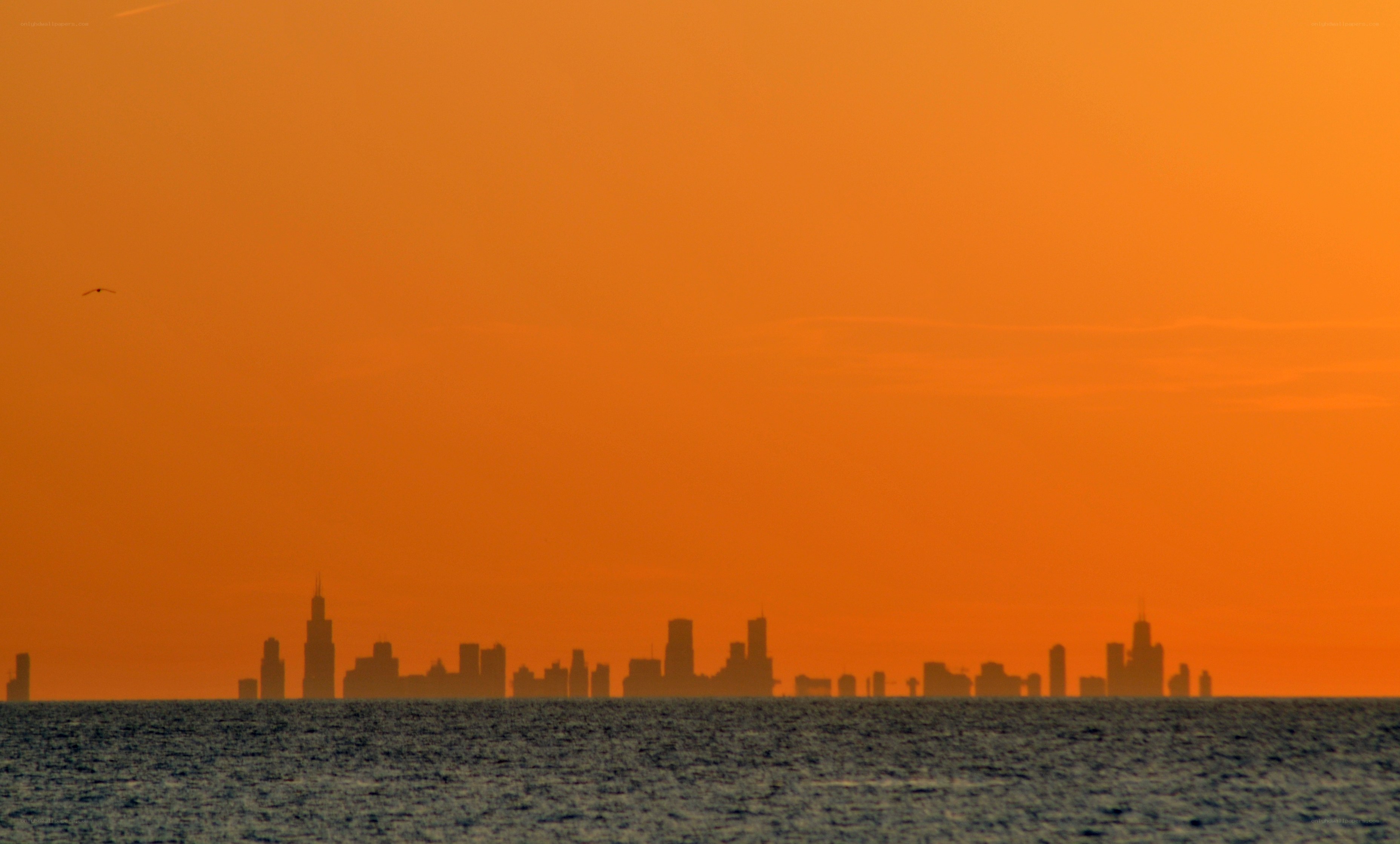 Chicago skyline at sunset