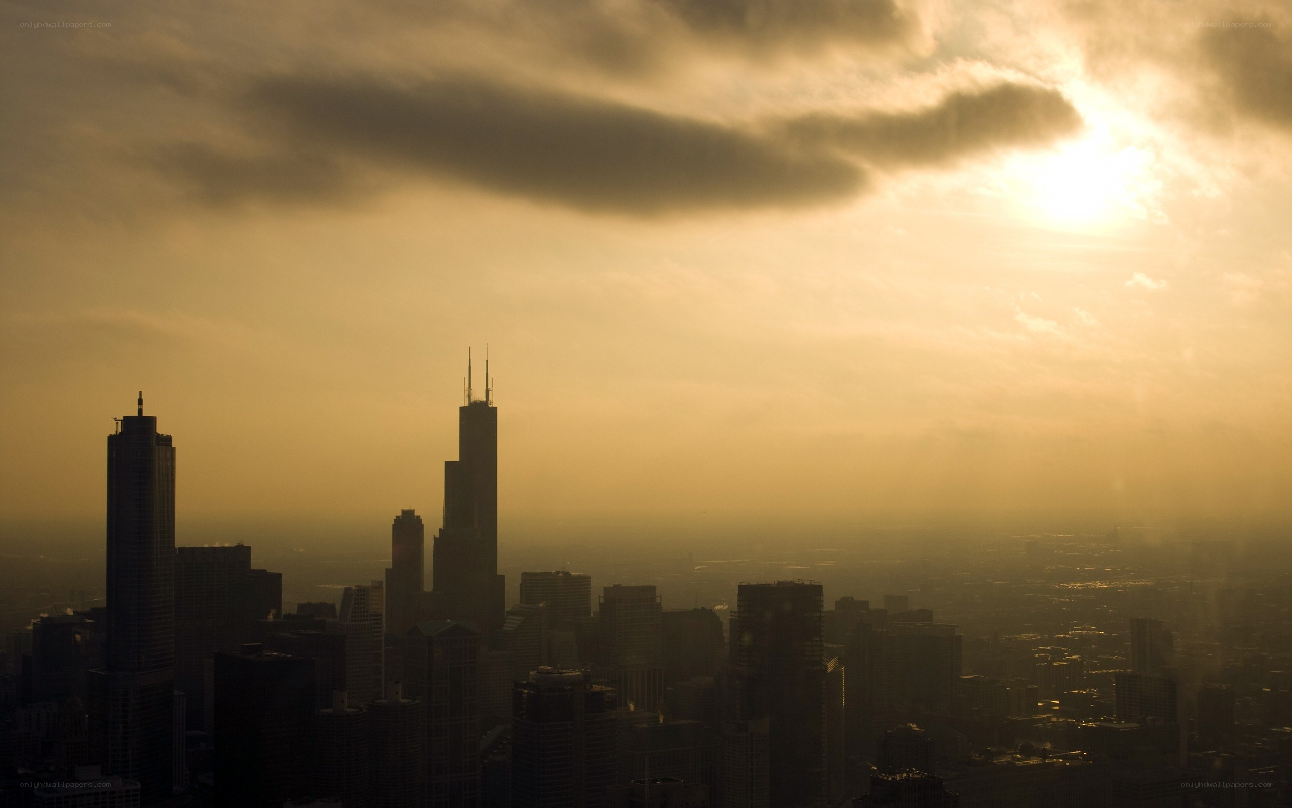 Chicago skyline at sunset