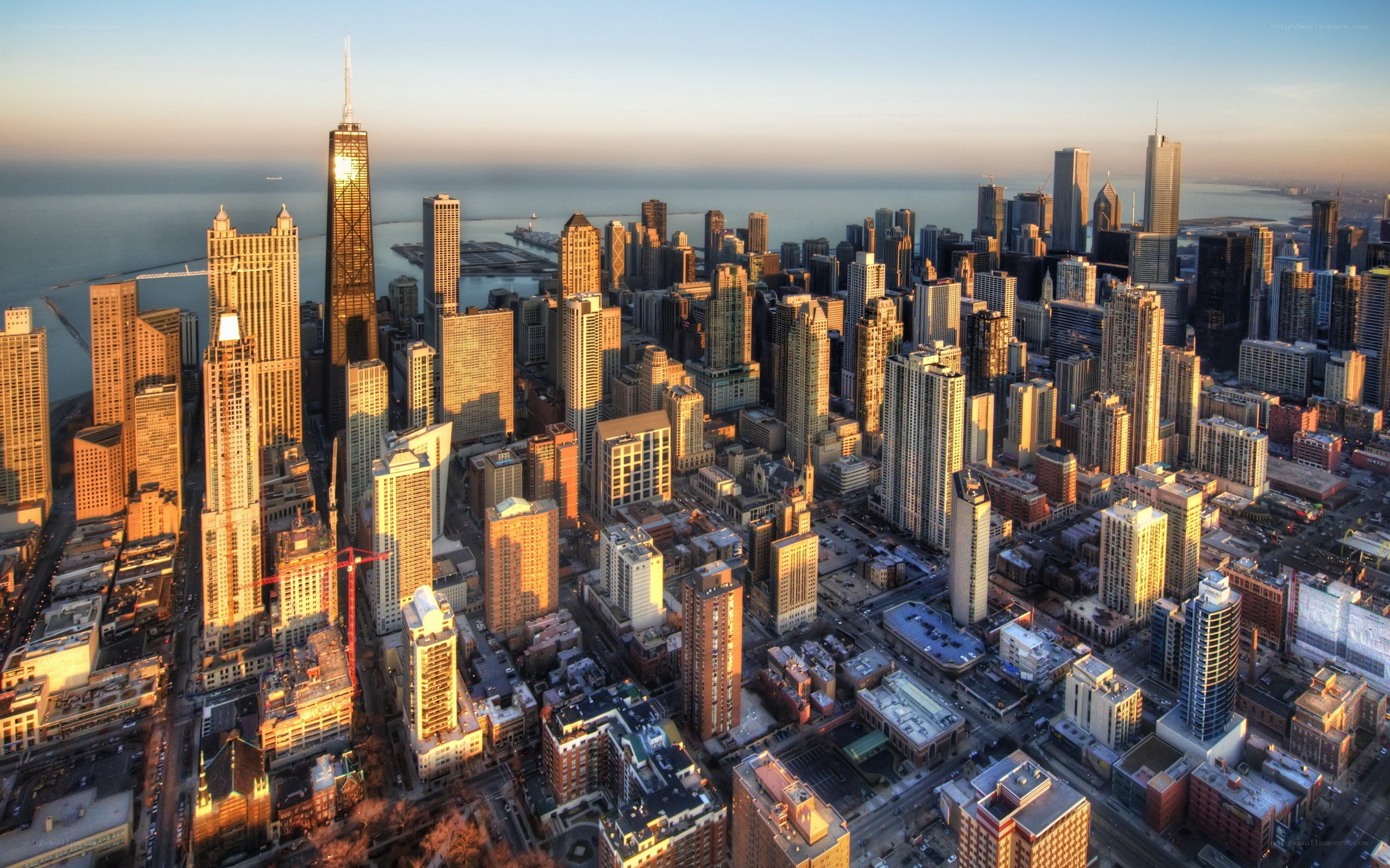 Chicago skyline at sunset