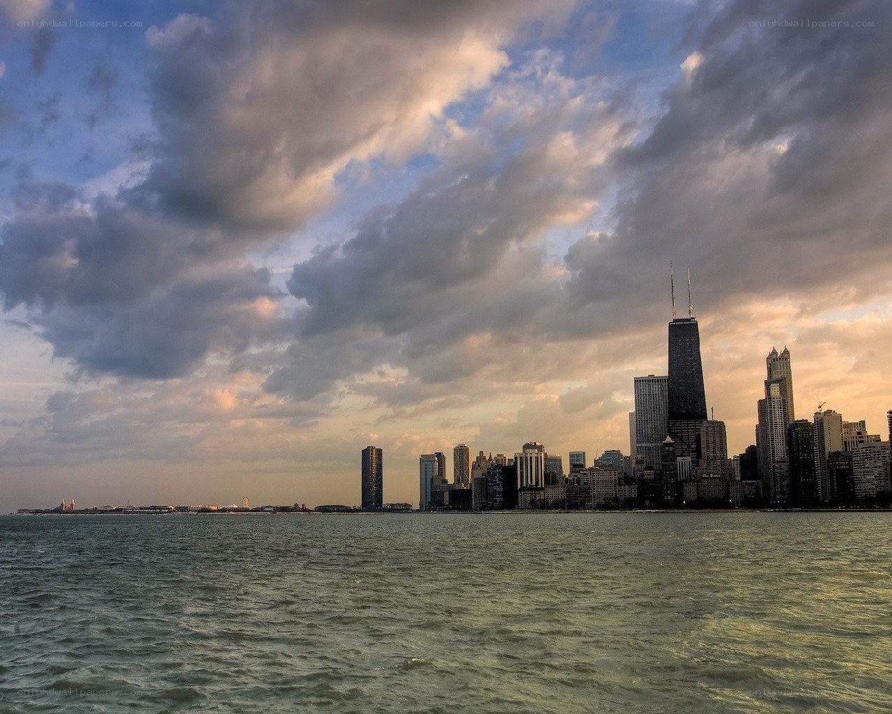 Chicago skyline at sunset