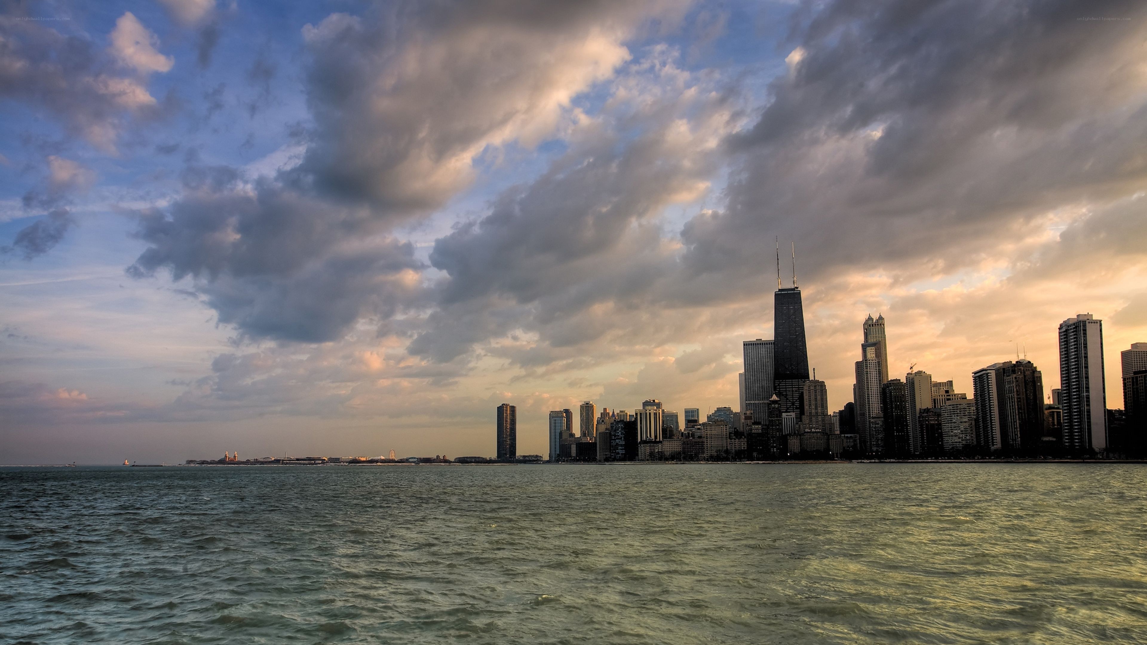 Chicago skyline at sunset