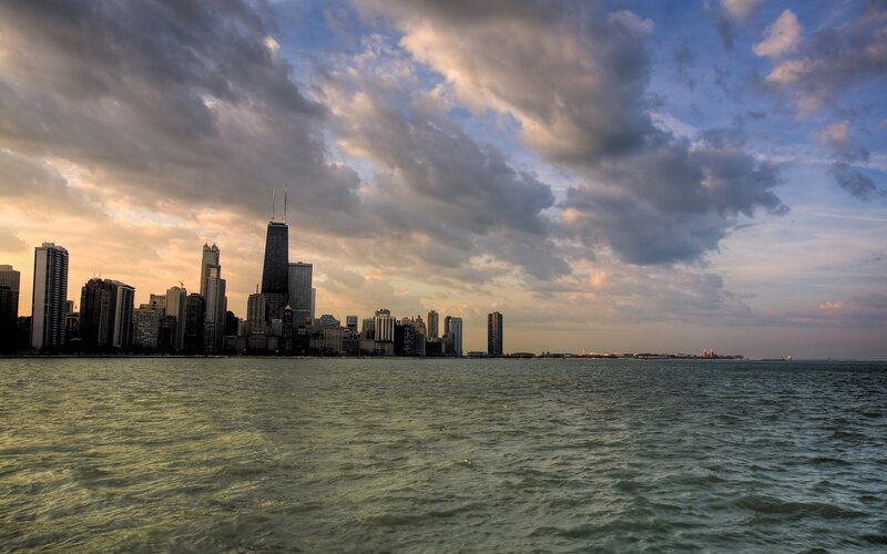 Chicago Skyline at Sunset — Blue, Photograph