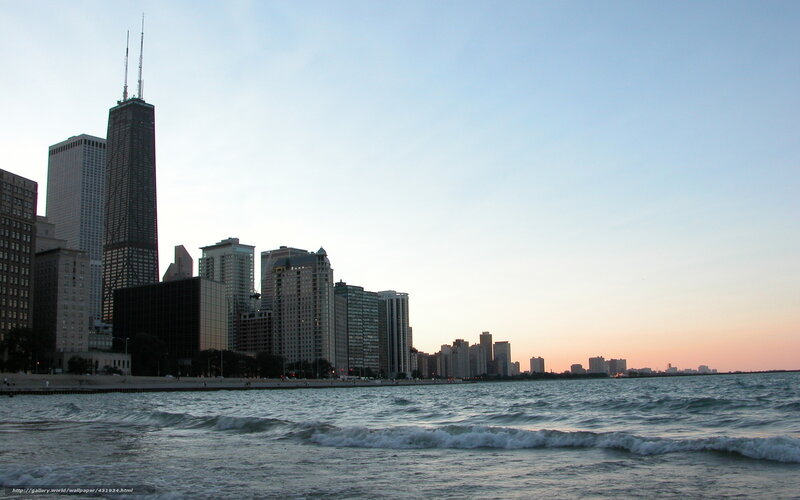 Chicago Skyline at Sunset — Blue, Serene, Photograph