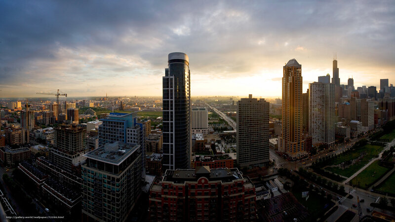 Chicago Skyline at Sunset — Gray, Dramatic
