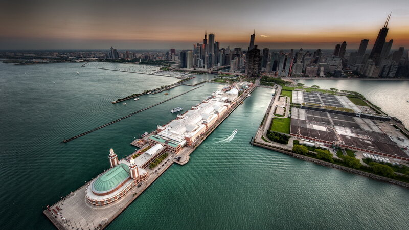 Chicago Skyline at Sunset — Green