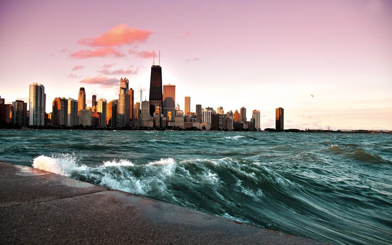 Chicago Skyline at Sunset — Pink