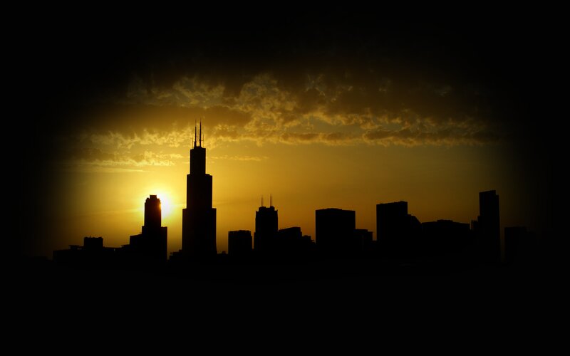 Chicago Skyline at Sunset — Yellow