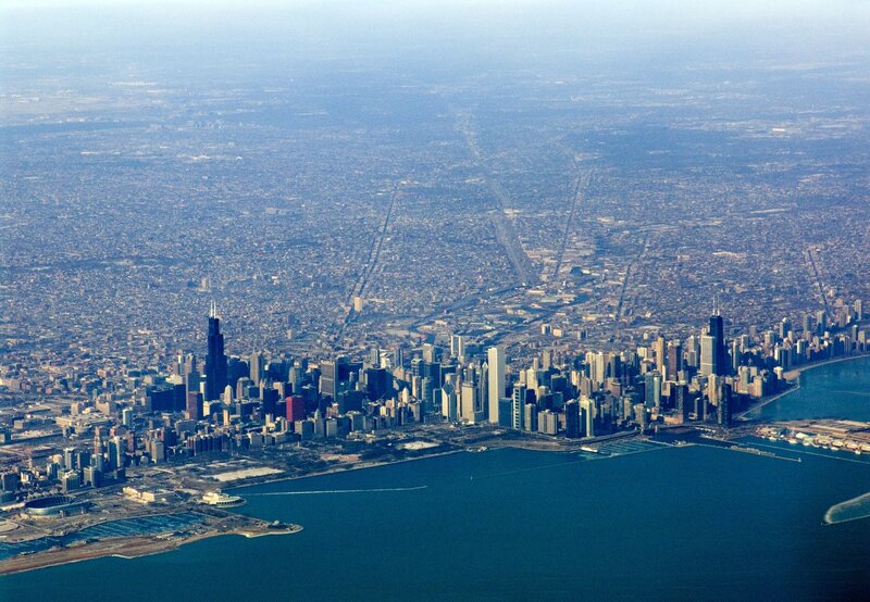 Chicago Skyline — Blue, Distant