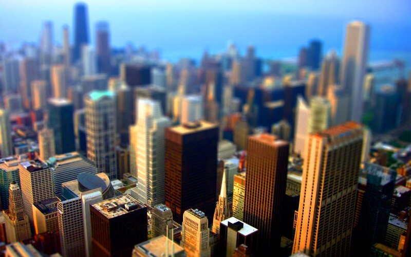 Chicago Skyline — Blue, Dramatic, Afternoon, Photograph, Skyscrapers