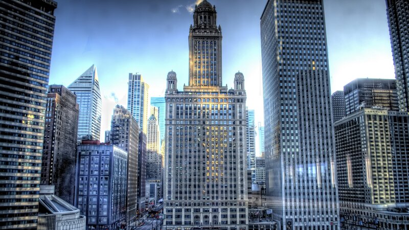 Chicago Skyline — Blue, Dramatic, Afternoon