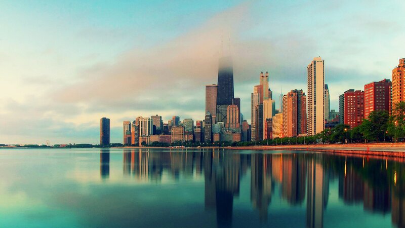 Chicago Skyline — Blue, Serene, Morning