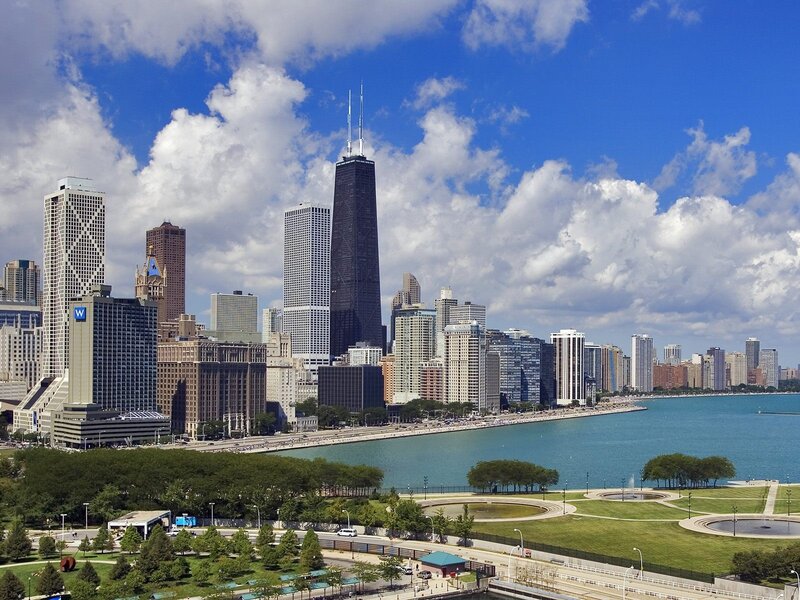 Chicago skyline by Lake Michigan
