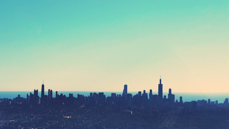 Chicago Skyline — Cyan, Serene