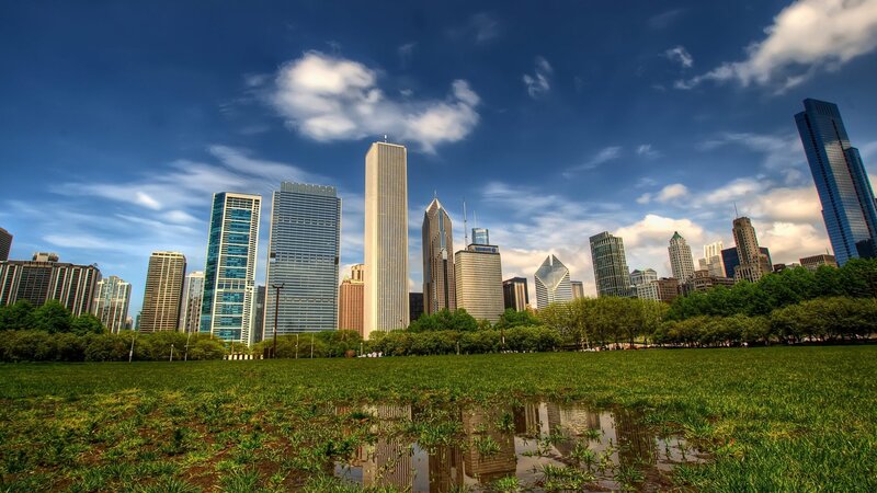 Chicago Skyline from Park — Blue