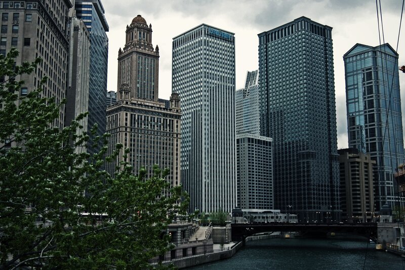 Chicago Skyline — Gray, Dramatic