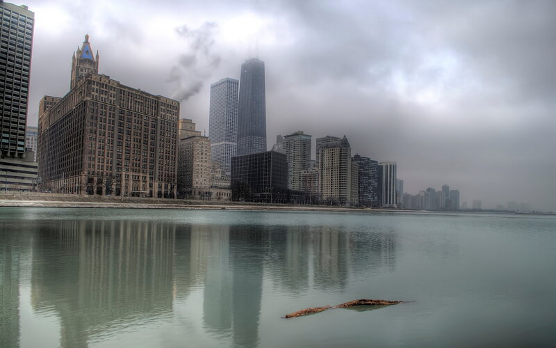 Chicago Skyline — Gray, Overcast